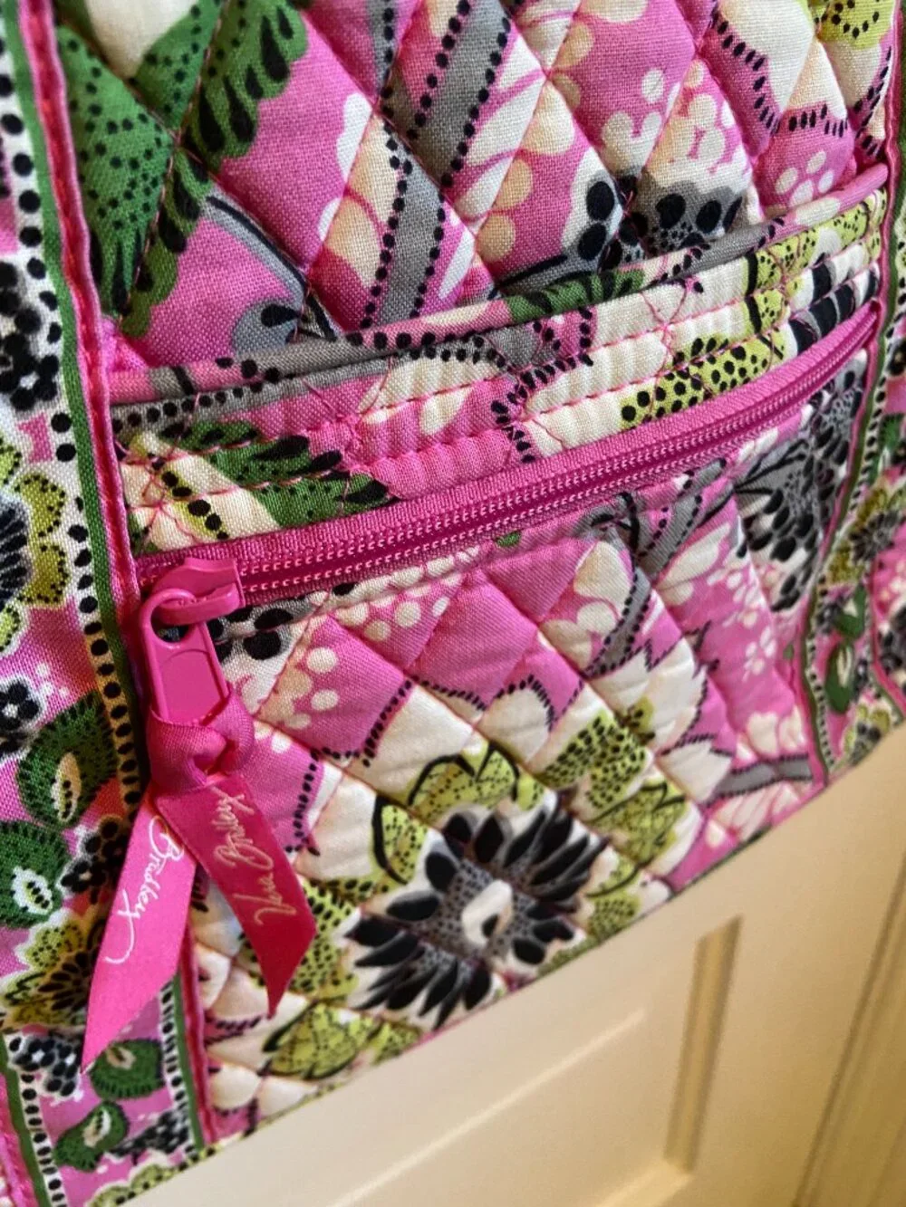 Vera Bradley Pink Green Floral Quilted Crossbody Bag 11x11